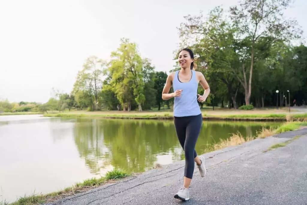 Girl jogging in a park